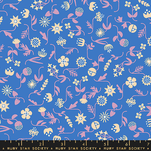 Salutations Florals in Lapis RS1095 15 - Ruby Star Society Sold by the Half Yard